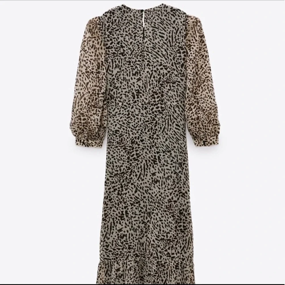 NEW Zara leopard print long sleeve maxi dress - Picture 9 of 9